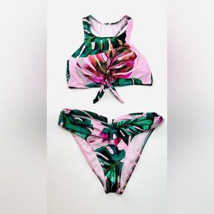 Decree Pink and Green Tropical Bikini